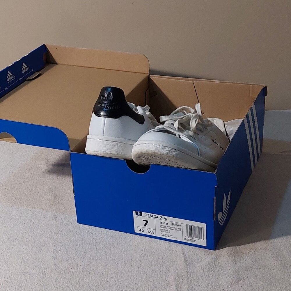 Adidas Stan Smith Lux Sneakers White/Black Leather Size: 7 - Picture 4 of 8